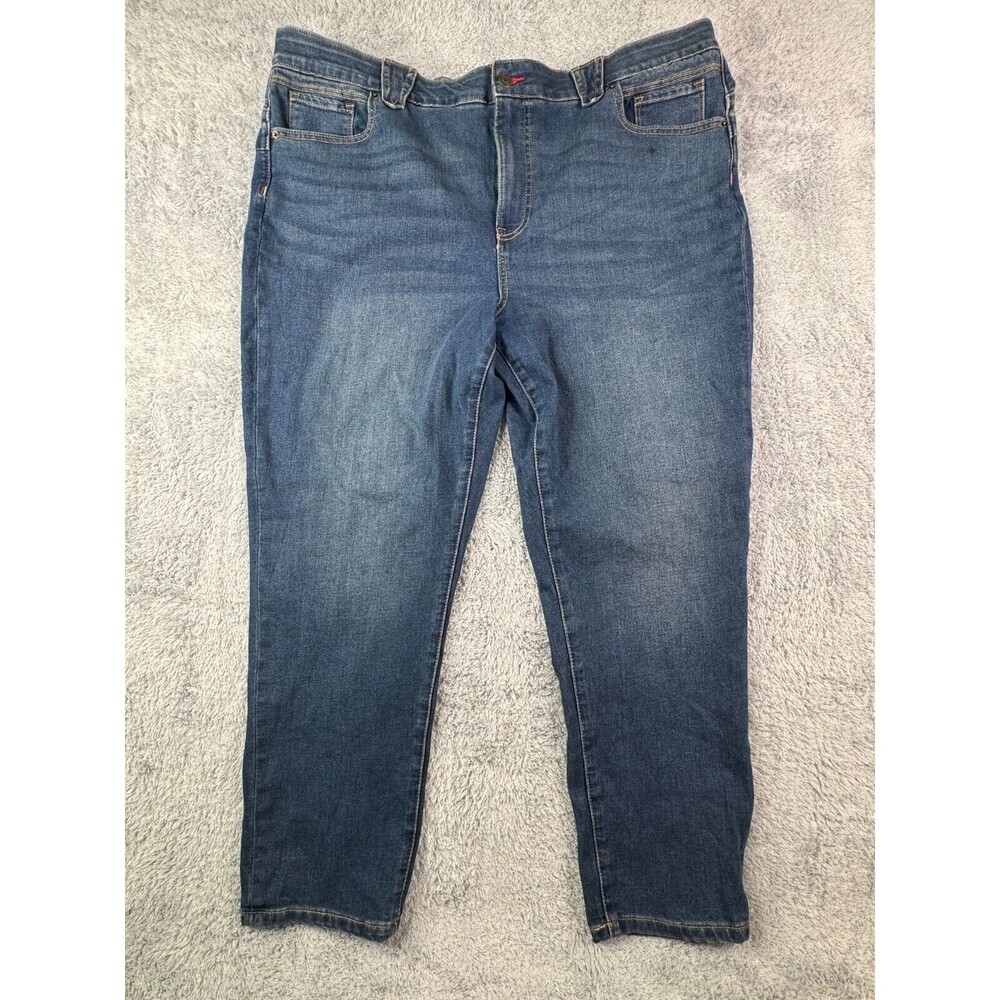 Tommy Hilfiger Women's 22W (23x26.5) Relaxed Fit STRETCH Dark Blue Jeans